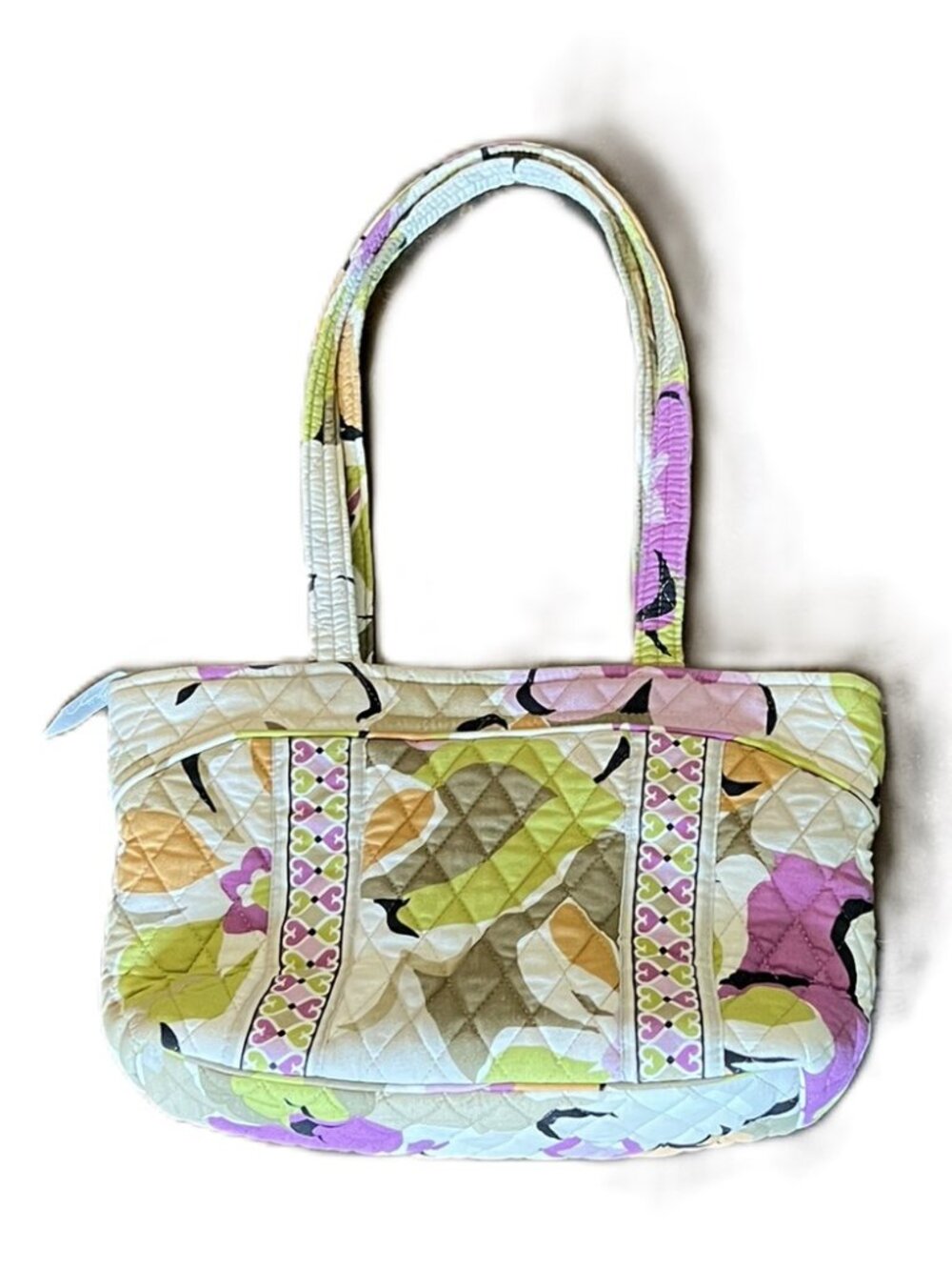 Vera Bradley Quilted Cotton Shoulder Bag/Double Handles/Leaf & Floral Pattern